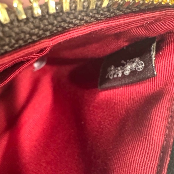 Coach Signature Brown Wristlet with Red Strap NWOT - Picture 7 of 8